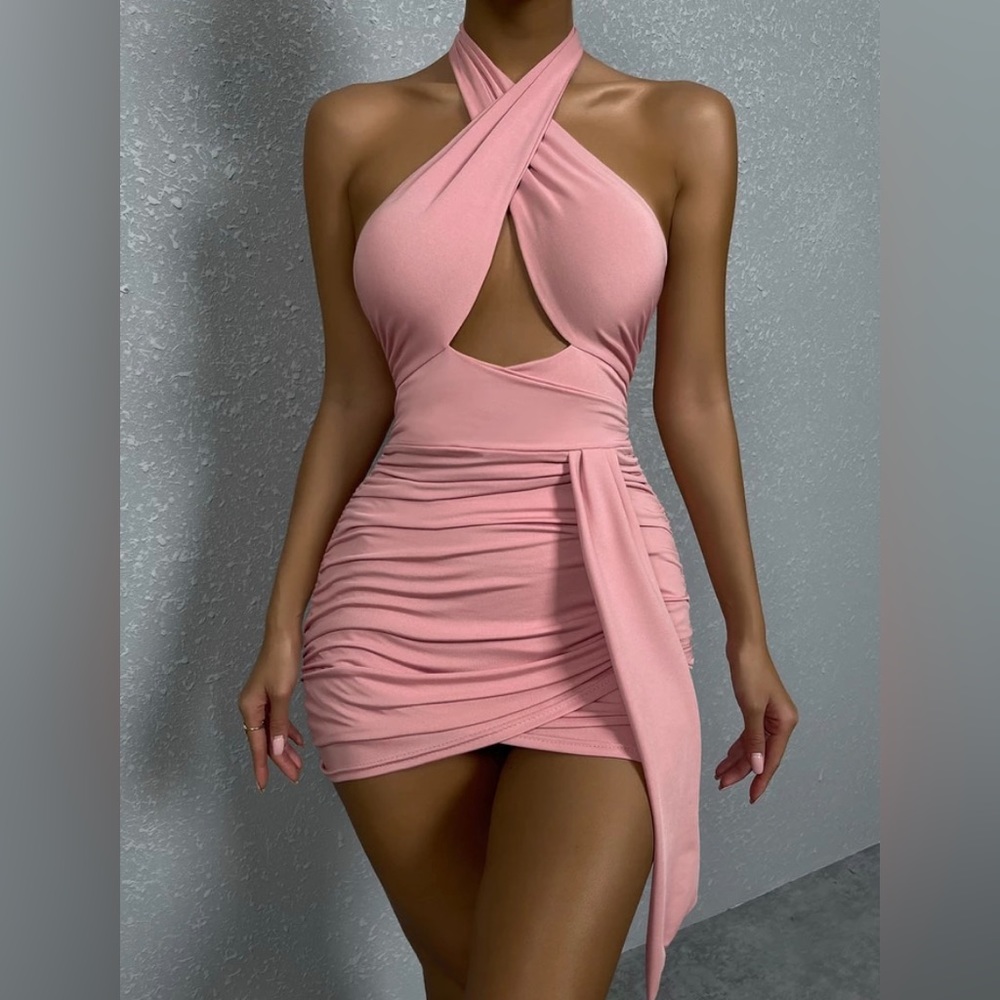 Bodycon cross halter dress